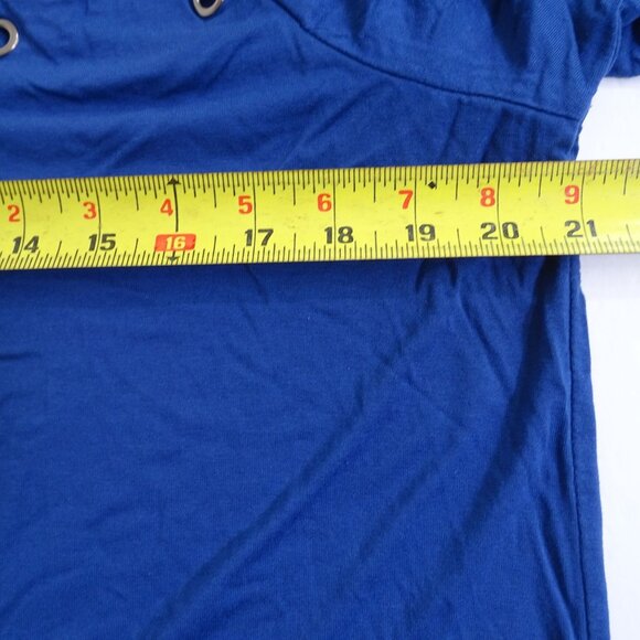 Cyrus Cold Shoulder Grommet Trim Knit Top Blue Women Size L Casual Work - Picture 6 of 8